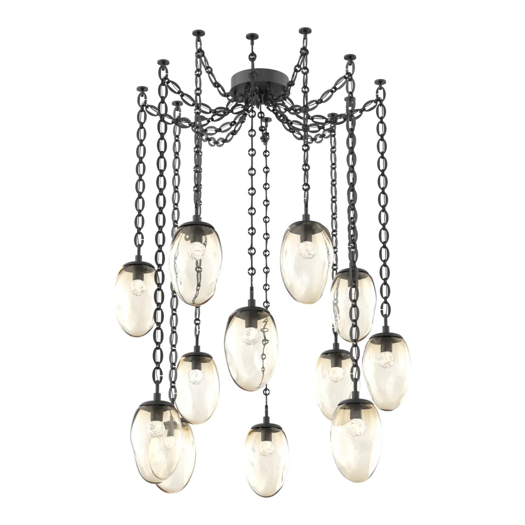 Meteo Swag Chandelier by Hammerton Studio – 12 Lights LED in Matte Black on Oval Chain