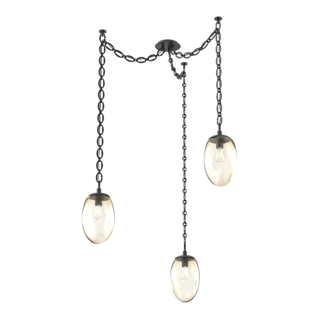 Meteo Swag Chandelier by Hammerton Studio – 3 Lights E26 in Matte Black on Oval Chain