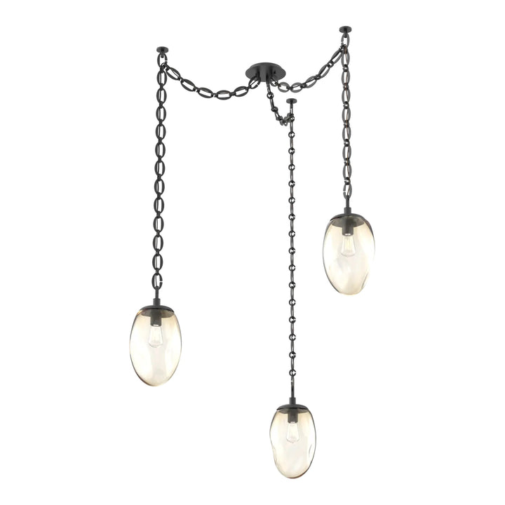 Meteo Swag Chandelier by Hammerton Studio – 3 Lights E26 in Matte Black on Oval Chain