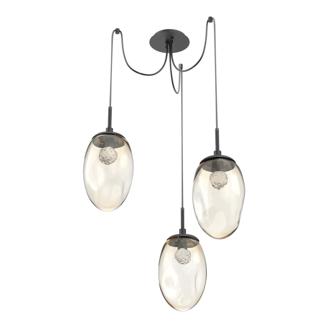 Meteo Swag Chandelier by Hammerton Studio – 3 Lights LED in Matte Black on adjustable cord