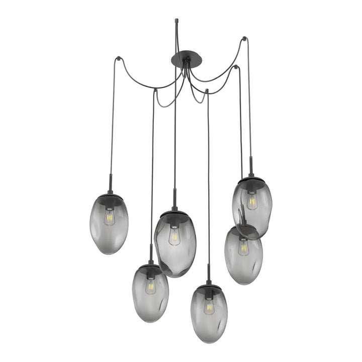 Meteo Swag Chandelier by Hammerton Studio – 6 Lights E26 in Matte Black on adjustable cord