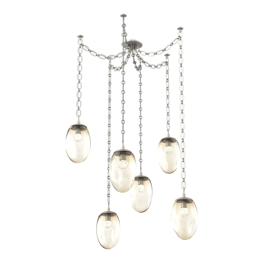 Meteo Swag Chandelier by Hammerton Studio – 6 Lights LED in Beige Silver on Oval Chain