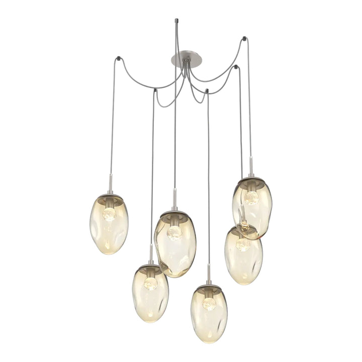 Meteo Swag Chandelier by Hammerton Studio – 6 Lights LED in Beige Silver on adjustable cord