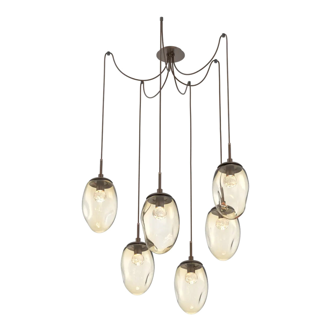 Meteo Swag Chandelier by Hammerton Studio – 6 Lights LED in Burnished Bronze on adjustable cord