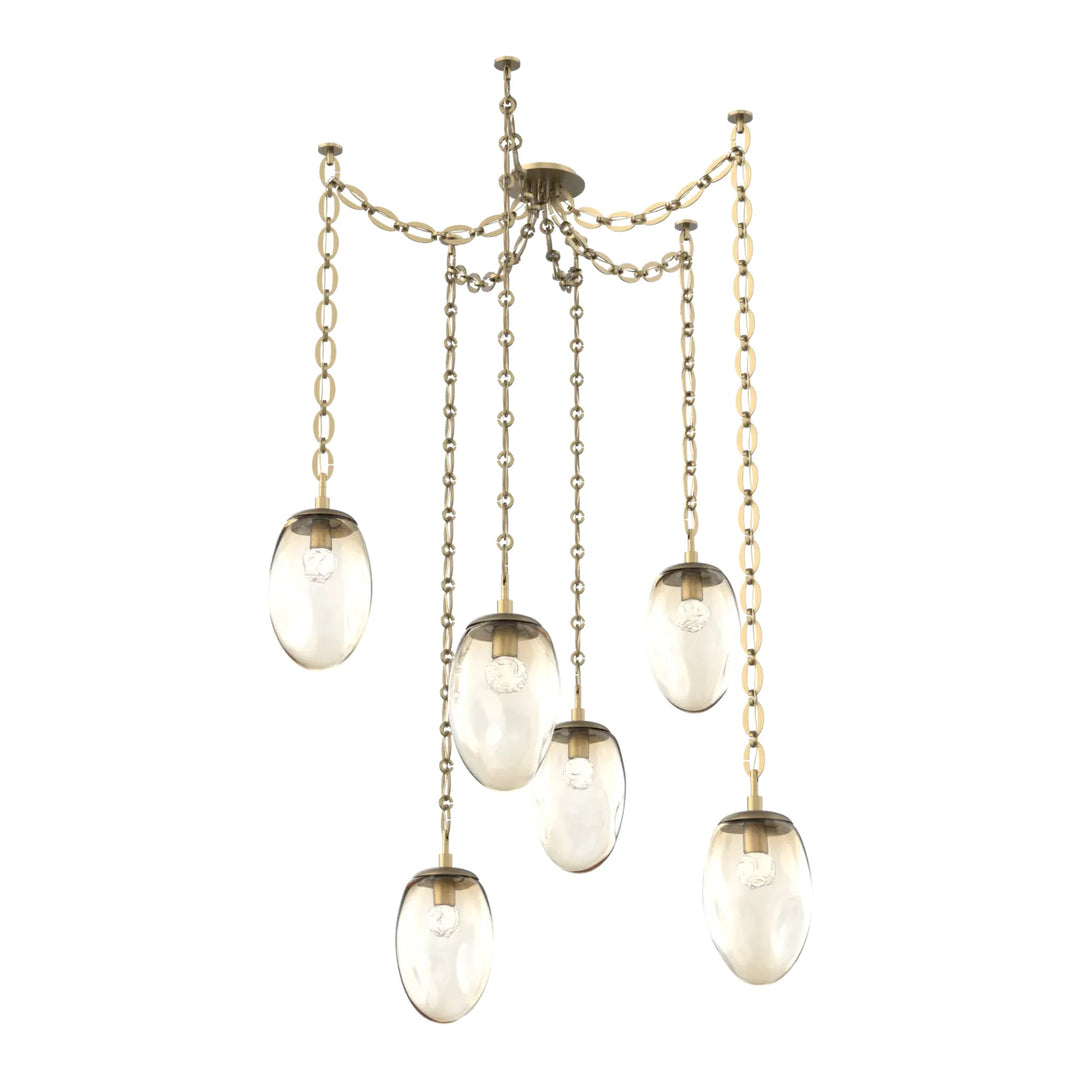 Meteo Swag Chandelier by Hammerton Studio – 6 Lights LED in Gilded Brass on Oval Chain