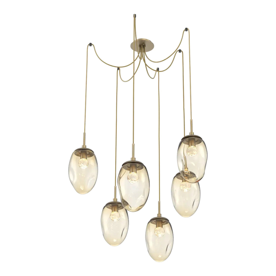 Meteo Swag Chandelier by Hammerton Studio – 6 Lights LED in Gilded Brass on adjustable cord