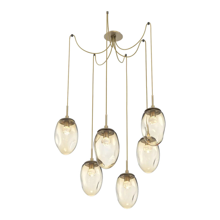 Meteo Swag Chandelier by Hammerton Studio – 6 Lights LED in Gilded Brass on adjustable cord
