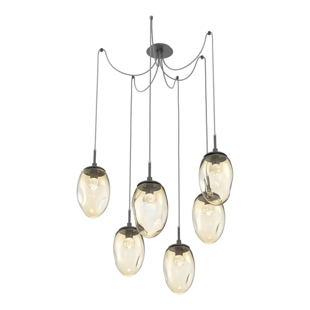 Meteo Swag Chandelier by Hammerton Studio – 6 Lights LED in Graphite on adjustable cord