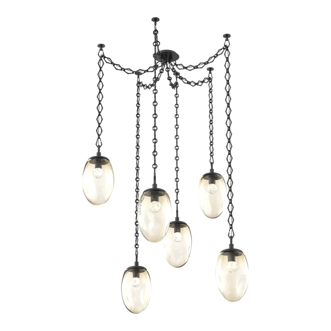 Meteo Swag Chandelier by Hammerton Studio – 6 Lights LED in Matte Black on Diamond Chain