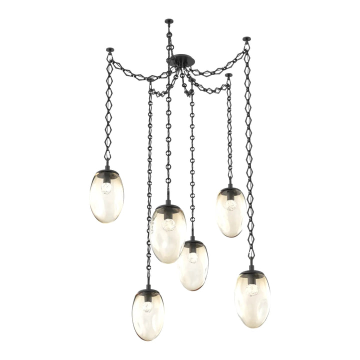 Meteo Swag Chandelier by Hammerton Studio – 6 Lights LED in Matte Black on Diamond Chain