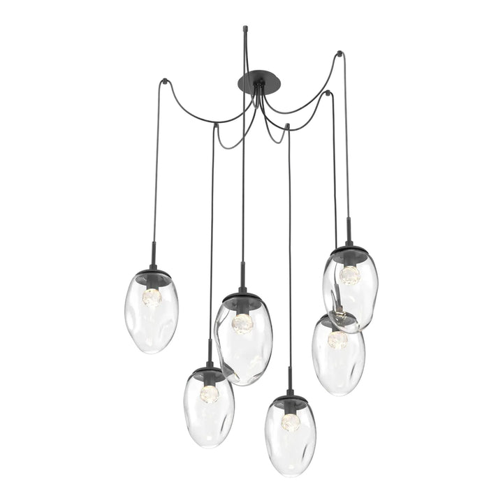 Meteo Swag Chandelier by Hammerton Studio – 6 Lights LED in Matte Black with Clear glass