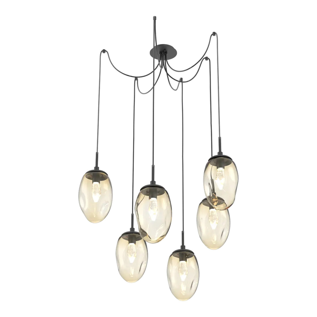 Meteo Swag Chandelier by Hammerton Studio – 6 Lights LED in Matte Black with Geo inner diffuser