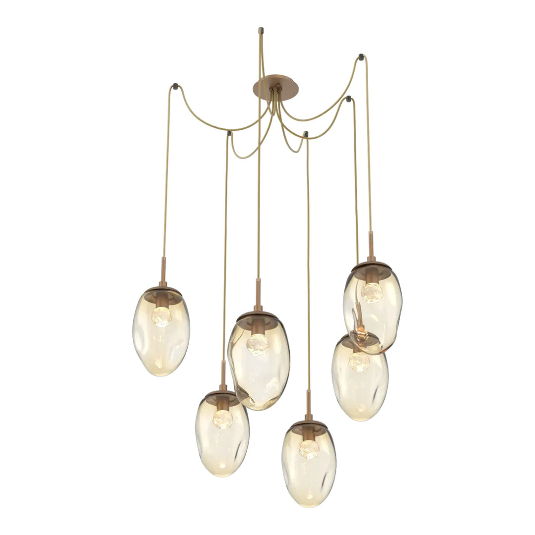 Meteo Swag Chandelier by Hammerton Studio – 6 Lights LED in Novel Brass on adjustable cord
