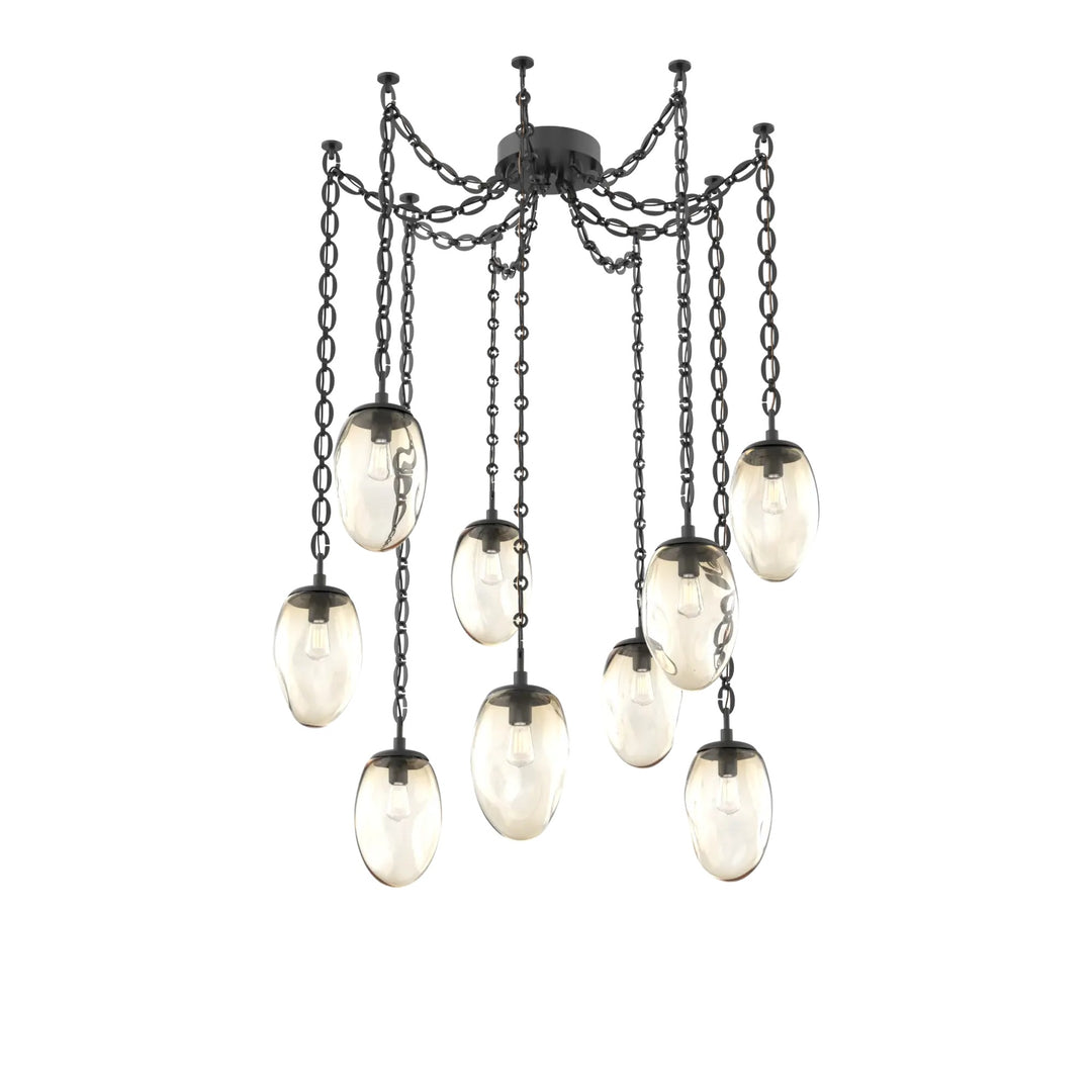Meteo Swag Chandelier by Hammerton Studio – 9 Lights E26 in Matte Black on Oval Chain