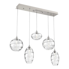 Misto Linear Pendant Chandelier by Hammerton Studio 5 Lights in Beige Silver with Clear glass