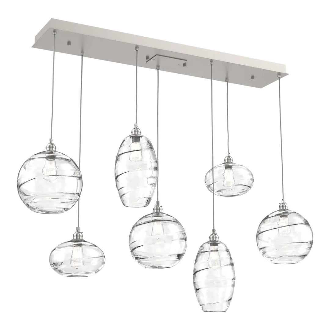 Misto Linear Pendant Chandelier by Hammerton Studio 7 Lights in Beige Silver with Clear glass