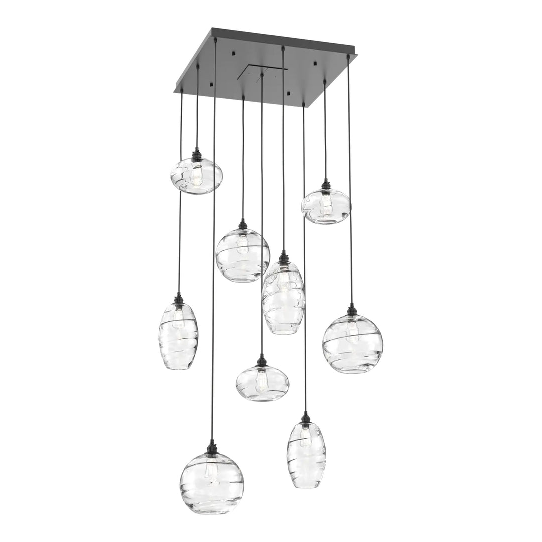Misto Square Pendant Chandelier by Hammerton Studio in Matte Black with Clear glass