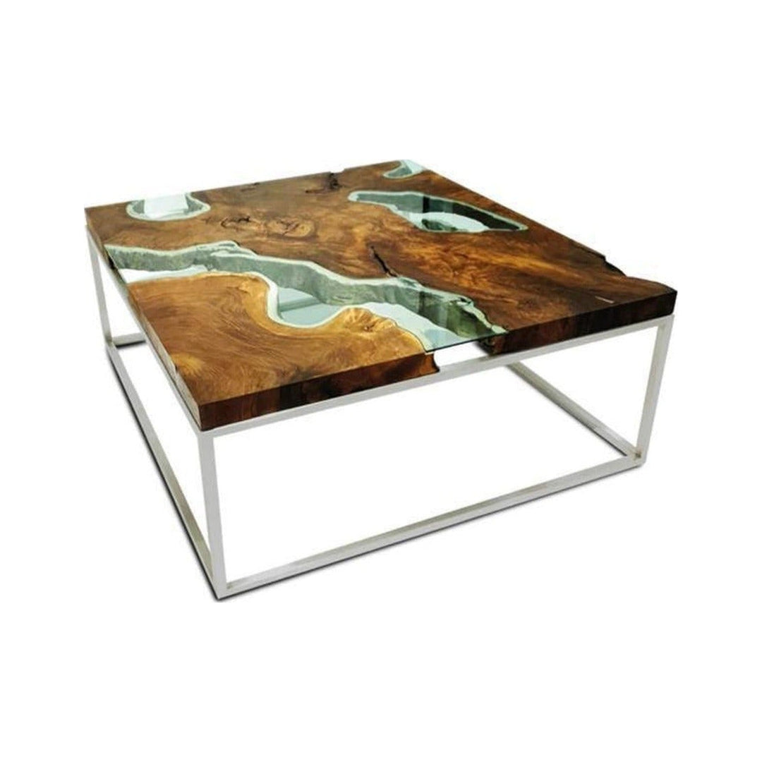 Mnestra Walnut Wood Square Coffee Table Arditi Collection
