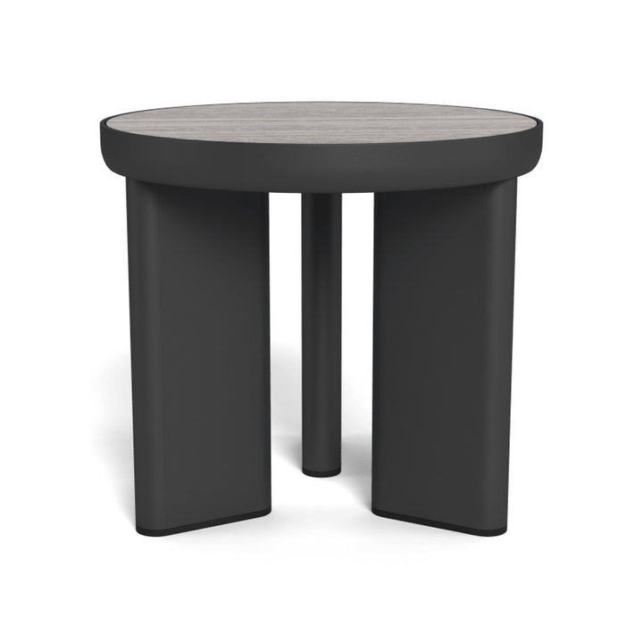 Moab Round Side Table by Harbour in Aluminum Asteroid