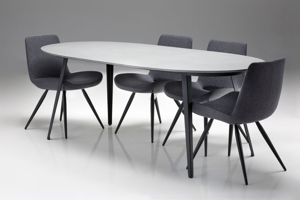 Mobital Tulum outdoor dining table in grey, lifestyle view