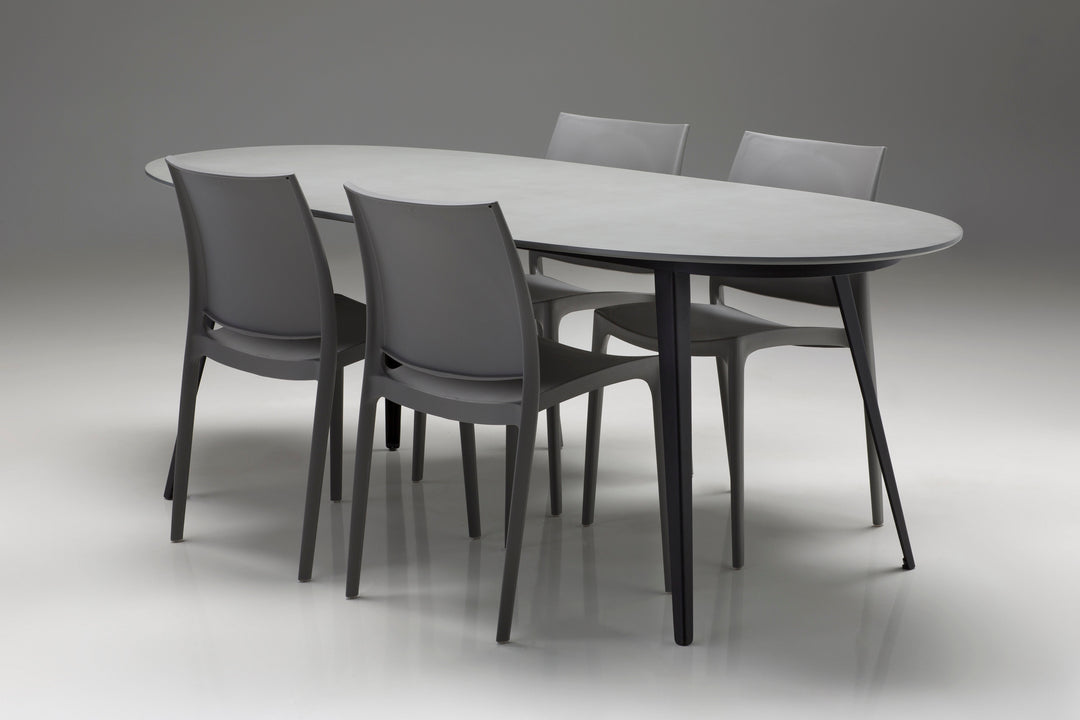 Mobital Tulum outdoor dining table in grey, alternate lifestyle view