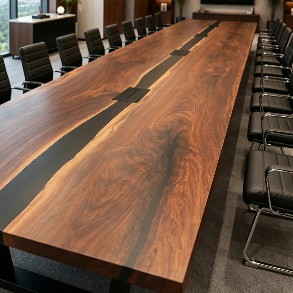 Black Walnut Obsidian Boardroom Table by Thomas Dawn