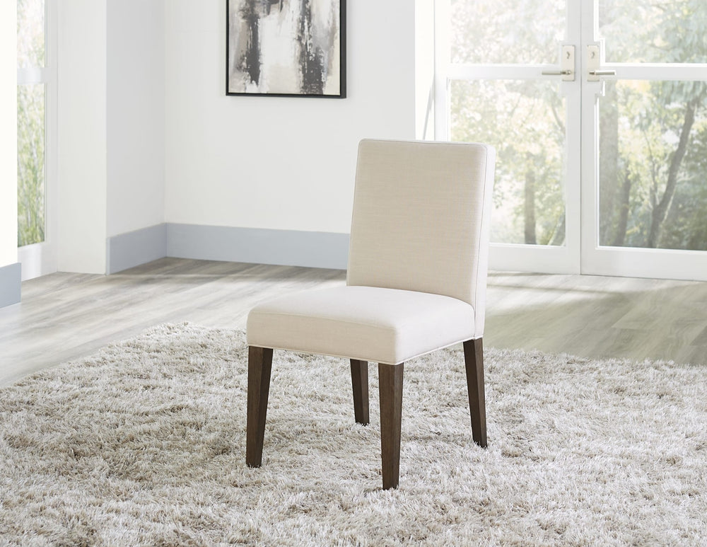 Modesto Upholstered Side Chair in Abalone Linen and French Roast — lifestyle photo