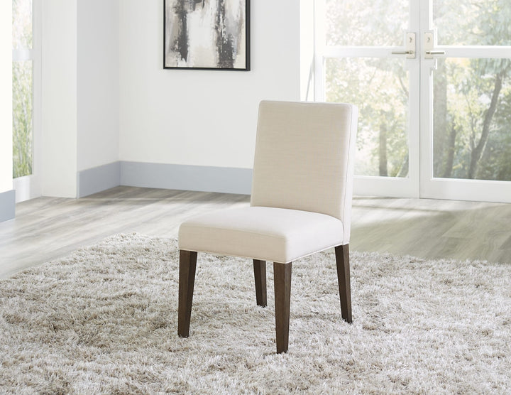 Modesto Upholstered Side Chair in Abalone Linen and French Roast — lifestyle photo