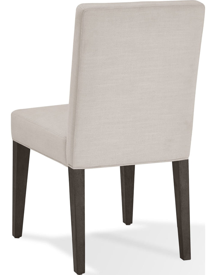 Modesto Upholstered Side Chair in Abalone Linen and French Roast — product view on a white background
