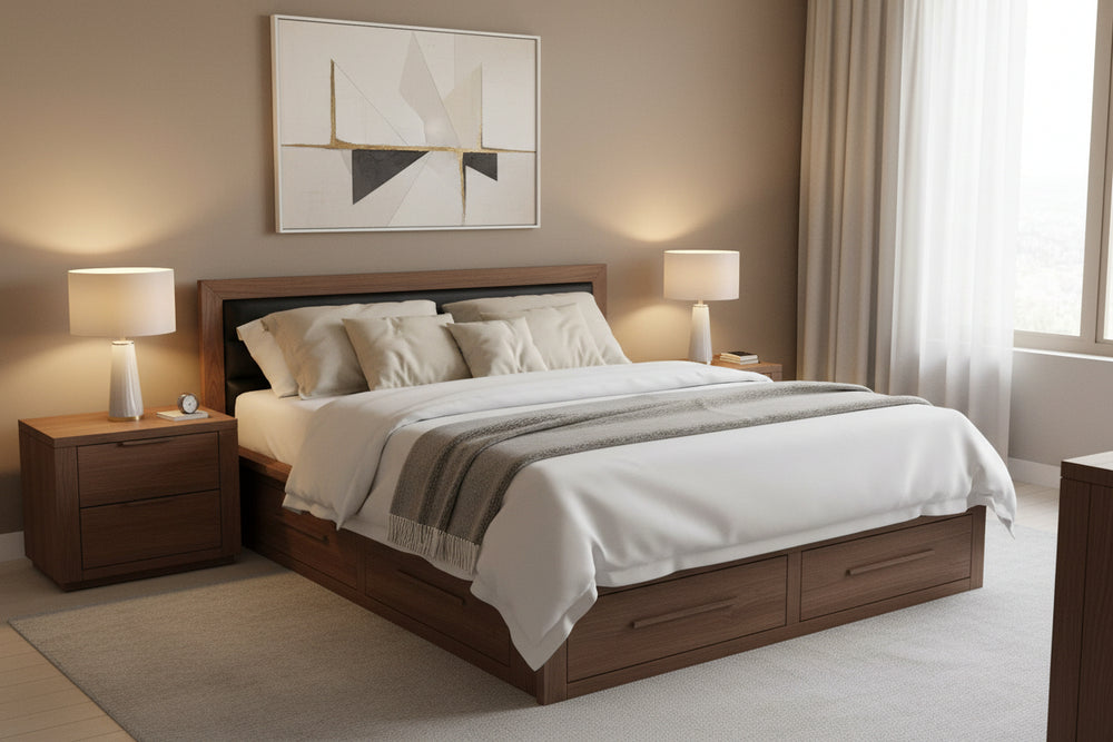 Moduluxe Storage Bed with Upholstered Headboard - 35" Series Copeland Furniture