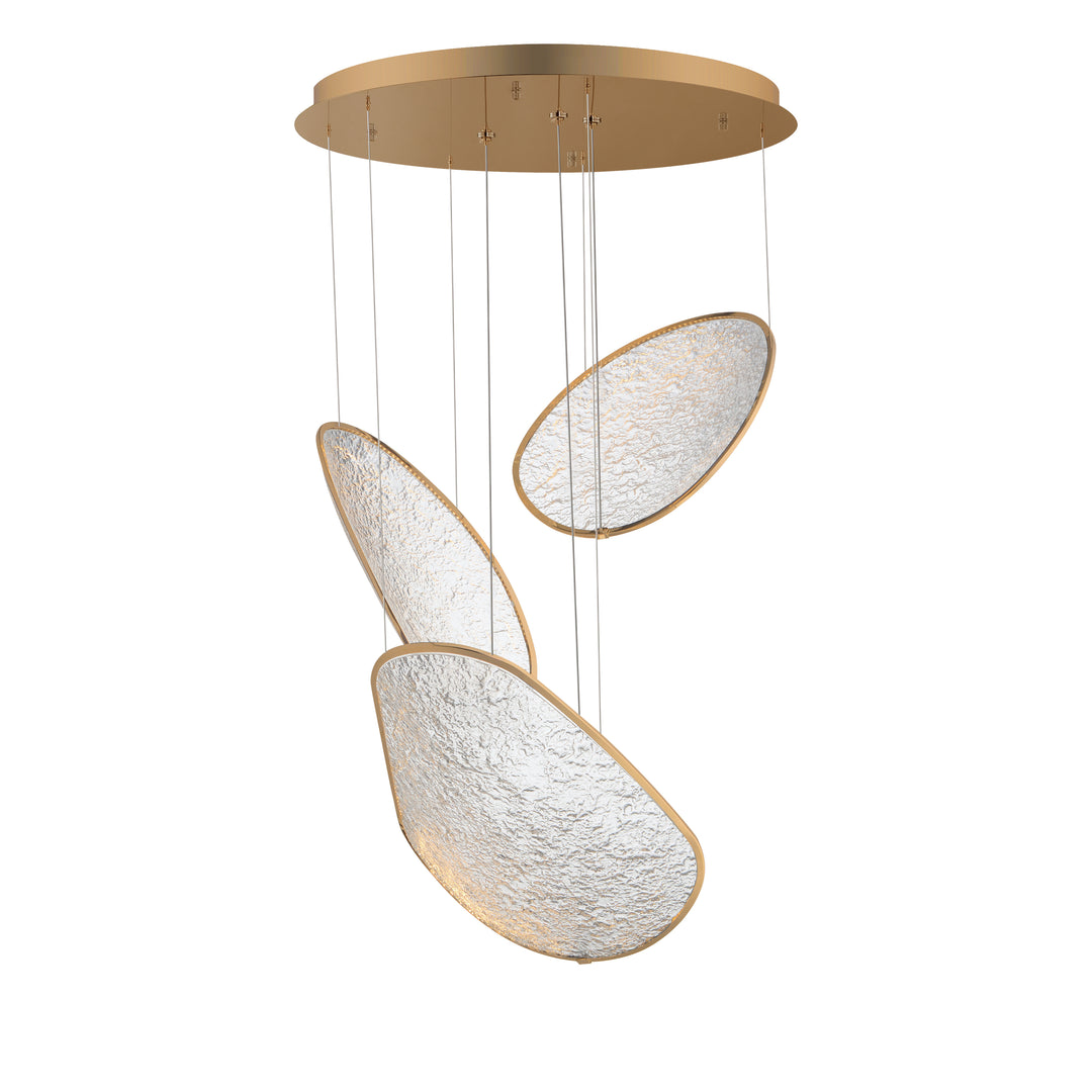 Moonscapes 3-Light LED Pendant by ET2 Lighting in Brushed Champagne, front view