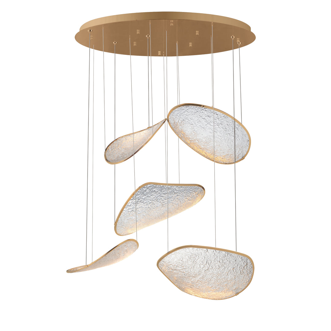 Moonscapes 5-Light LED Pendant (39.5" W) by ET2 Lighting in Brushed Champagne, front view