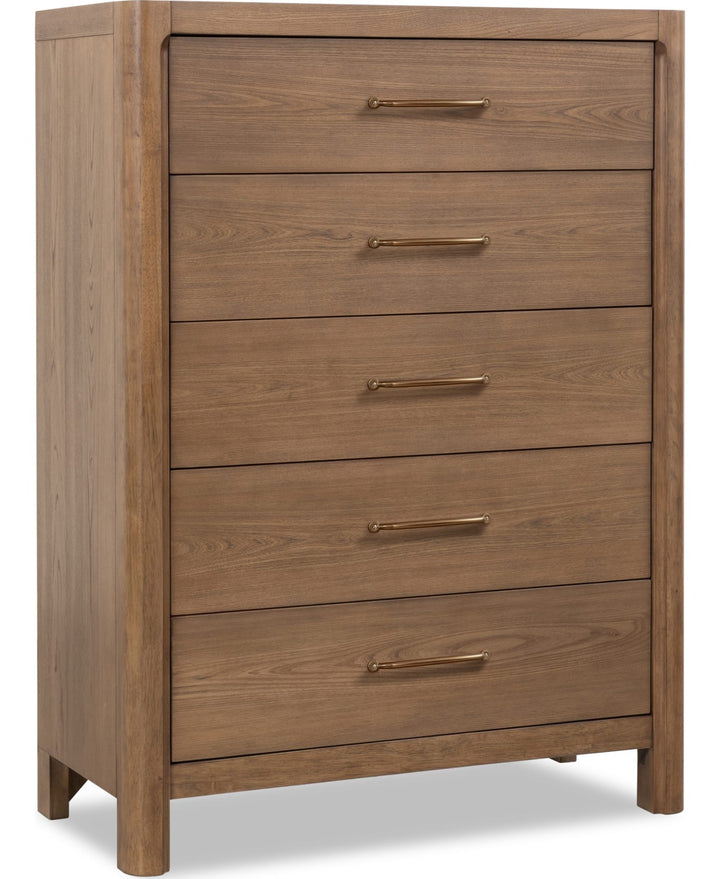Morris Five Drawer Chest in Claystone — on a white background