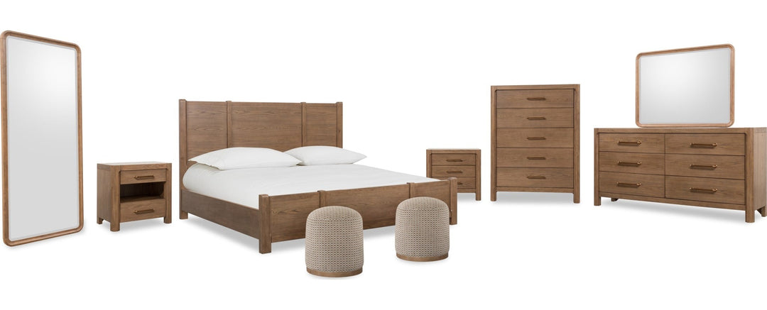 Morris Five Drawer Chest in Claystone — shown with the matching bedroom group (sold separately)