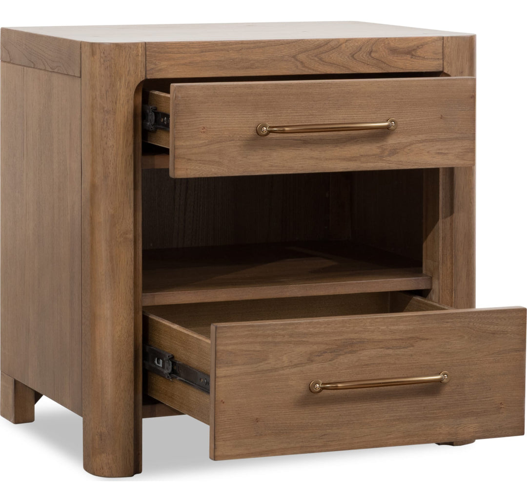 Morris Open Nightstand with LED in Claystone — with drawers open