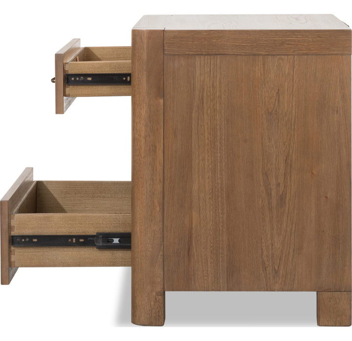 Morris Open Nightstand with LED in Claystone — with drawers open