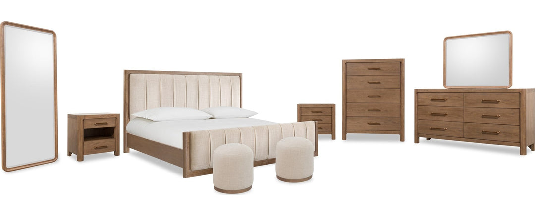 Morris Open Nightstand with LED in Claystone — shown with the matching bedroom group (sold separately)