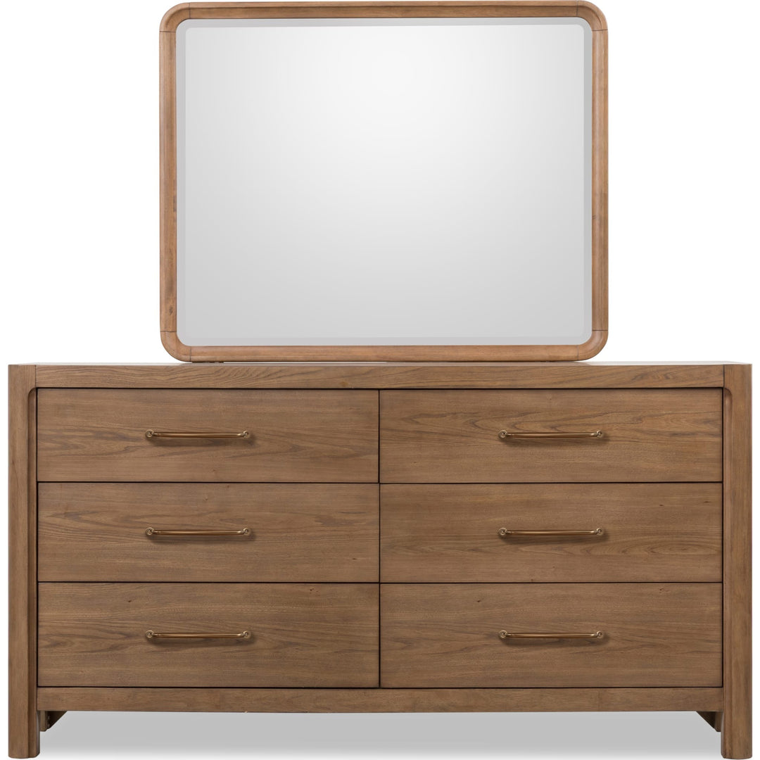 Morris Six Drawer Dresser in Claystone — on a white background with the matching mirror (sold separately)