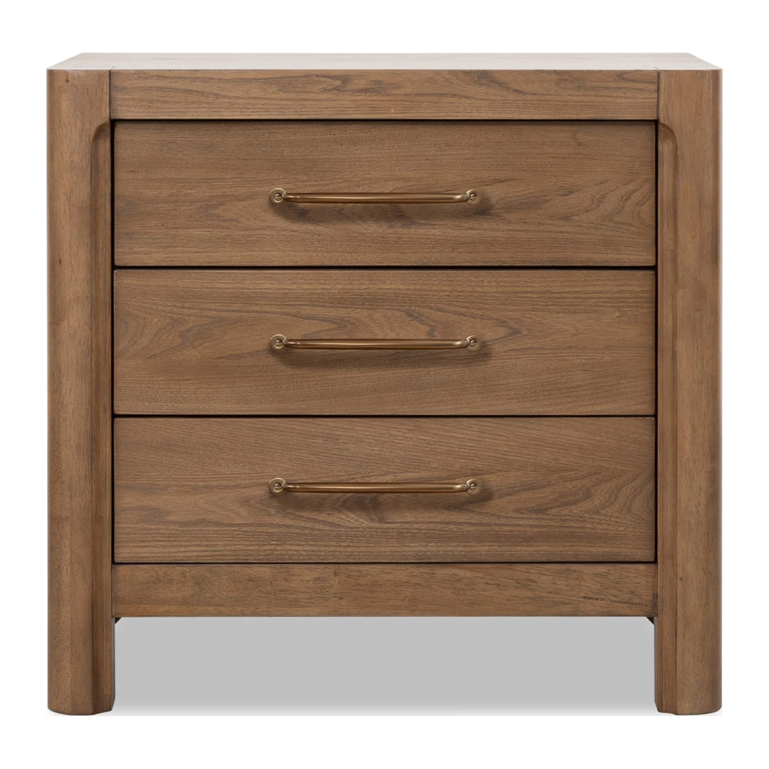 Morris Three Drawer Nightstand by Modus in Claystone — on a white background