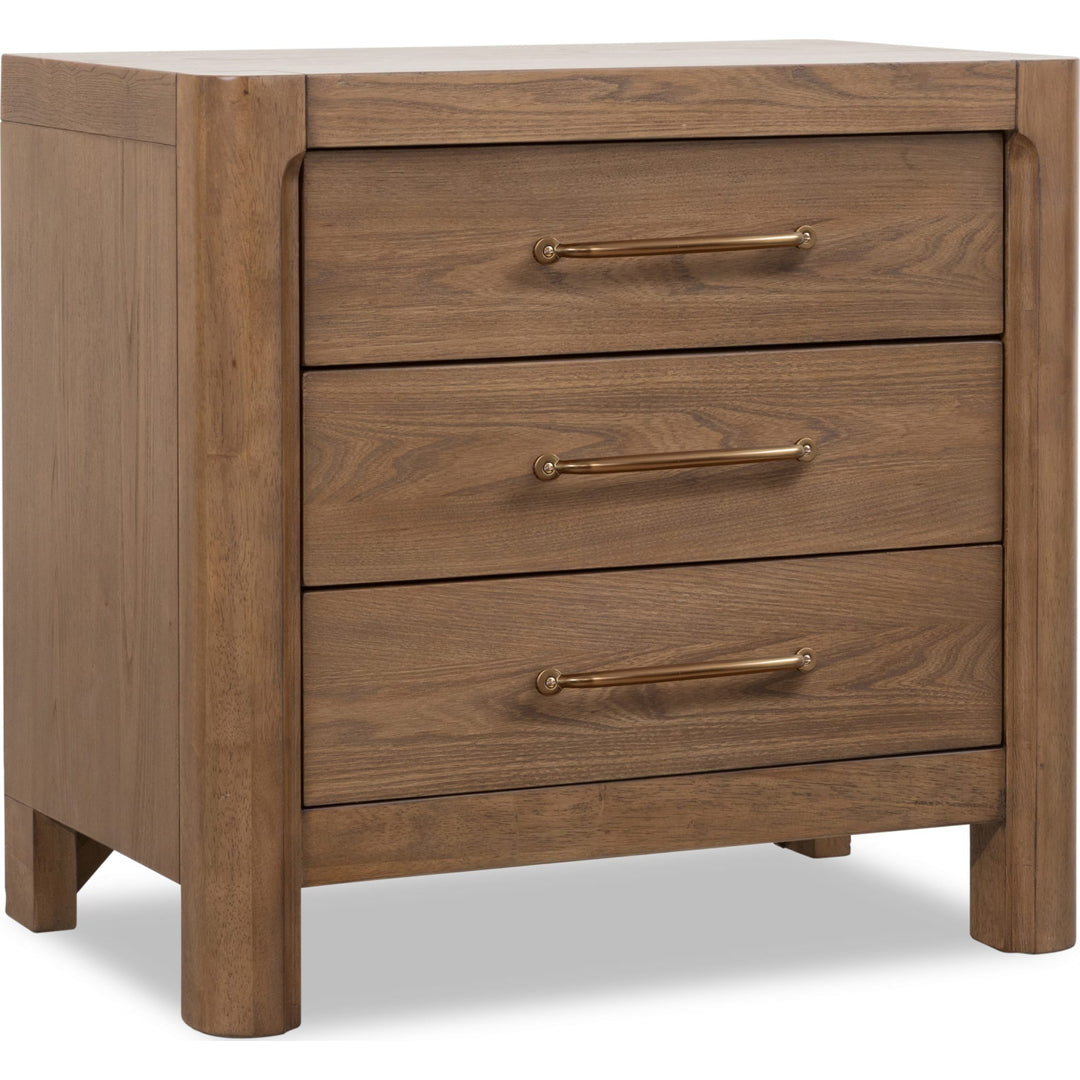 Morris Three Drawer Nightstand in Claystone — on a white background
