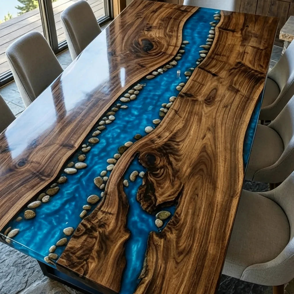 Alpine Black Walnut River Dining Table by Thomas Dawn