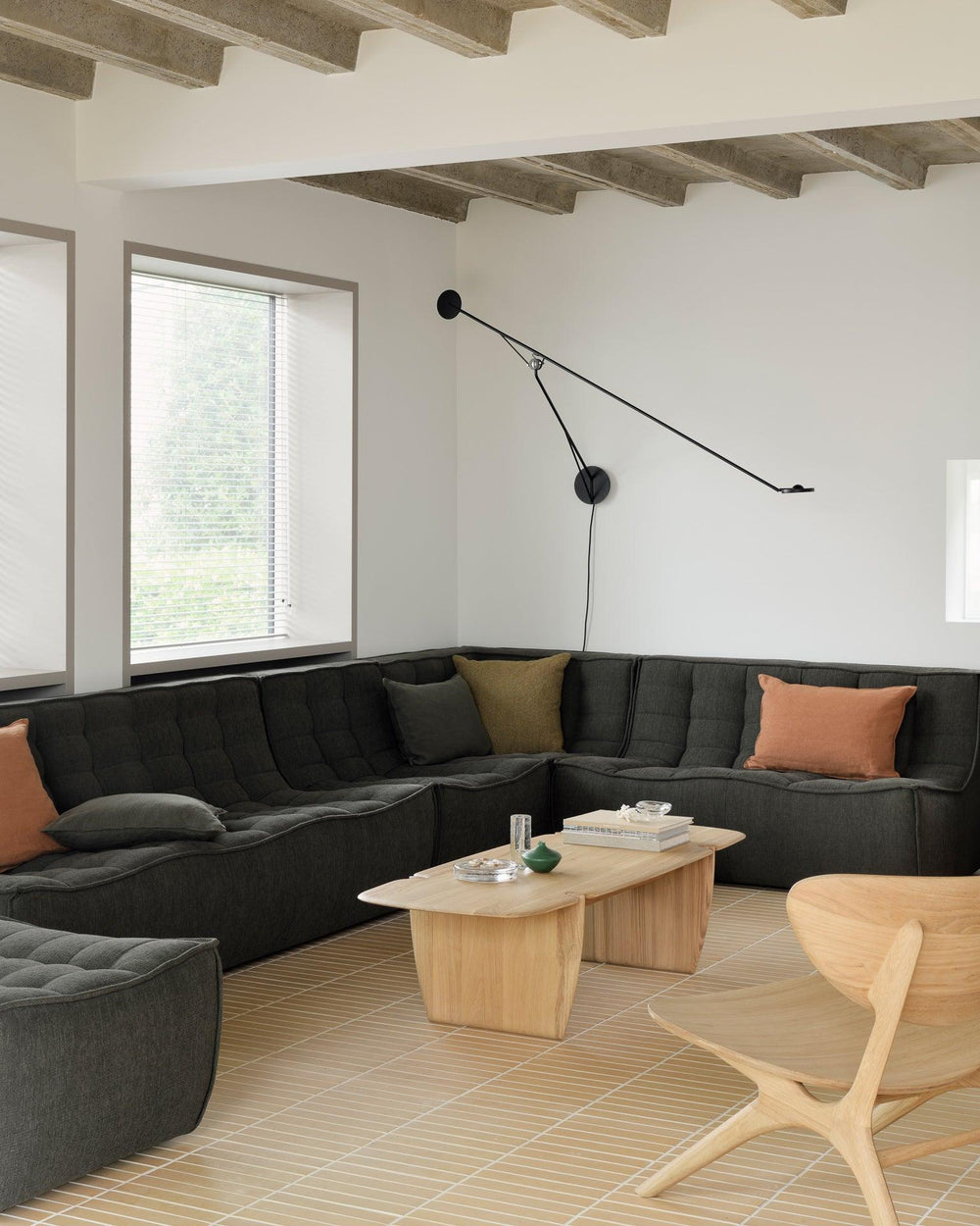 N701 Modular 4-Piece Moss Fabric Sectional Set Ethnicraft