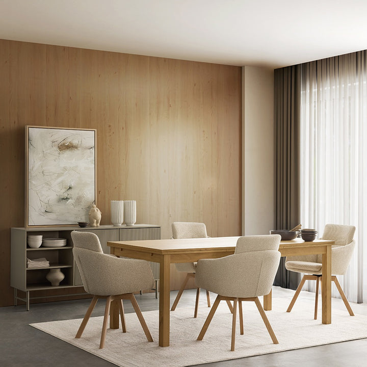 Naomi Dining Table — lifestyle dining room, natural finish