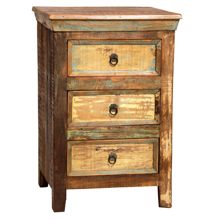 Norton Reclaimed Wood Nightstand, three-quarter studio view