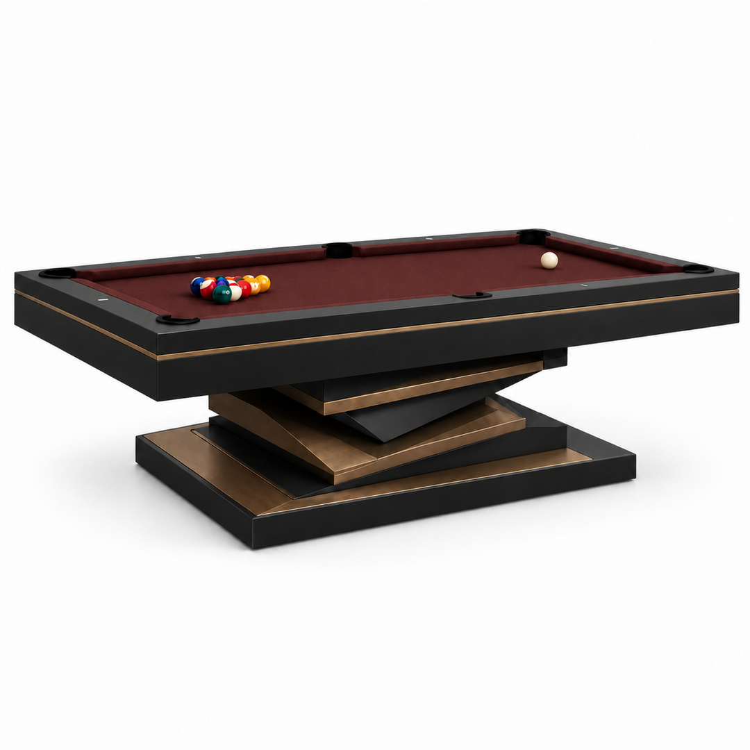 Neavio Oxblood &amp; Black rendered preview: Matte Black / Dark Bronze finish and supplier Wine felt on white