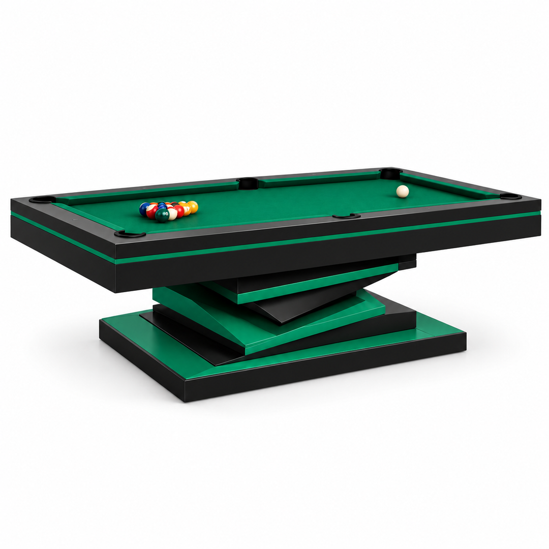 Neavio Emerald &amp; Black rendered preview: Satin Black / Emerald Green finish and supplier Championship Green felt on white