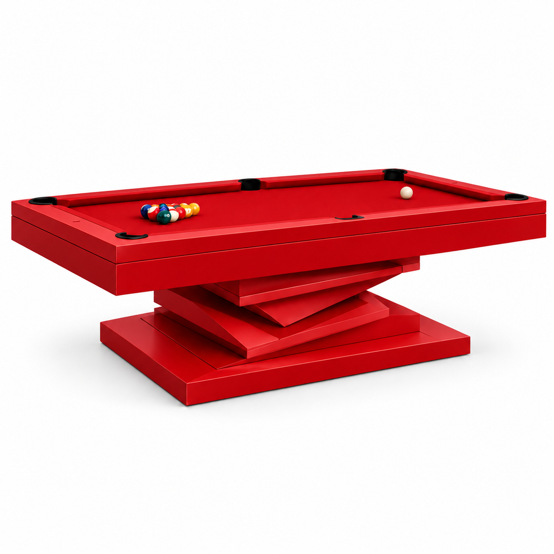 Neavio Solid Racing Red rendered preview: Racing Red frame and base finish and supplier Red felt on white