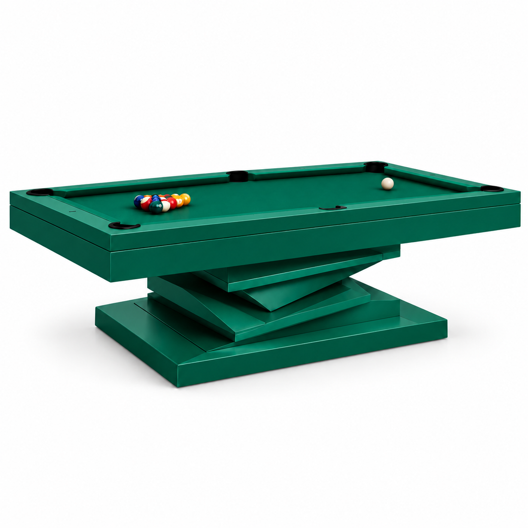 Neavio Solid Emerald rendered preview: Emerald Green frame and base finish and supplier Championship Green felt on white