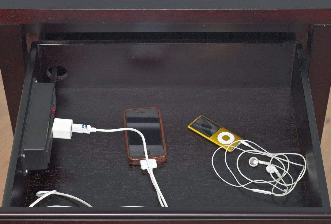 Nevis Charging Station Nightstand in Espresso — detail view