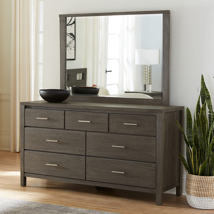 Nevis Dresser Mirror in Sharkskin — styled on the matching dresser (sold separately)